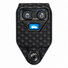 Load image into Gallery viewer, Ford key fob holder in Black Basketweave, front view on white background. Holder color preview; key fob and hardware unchanged.