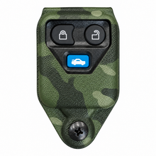 Load image into Gallery viewer, Ford key fob holder in MultiCam Tropic, front view on white background. Holder color preview; key fob and hardware unchanged.