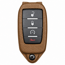 Load image into Gallery viewer, Coyote Brown RAM key fob holder color preview with four-button fob, front view.