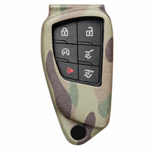 Load image into Gallery viewer, Chevrolet key fob holder in MultiCam, front view on white background. Holder color preview; key fob and hardware unchanged.
