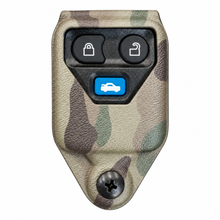 Load image into Gallery viewer, Ford key fob holder in MultiCam, front view on white background. Holder color preview; key fob and hardware unchanged.
